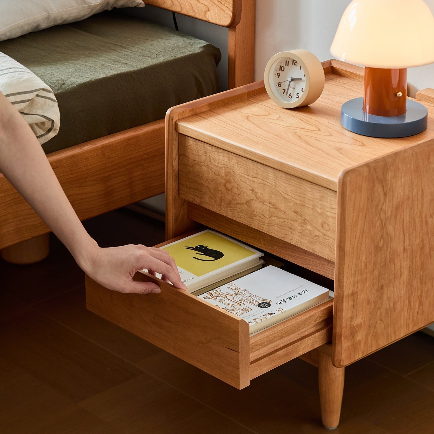 Scandinavian Cherry Wood Side Table VISTA