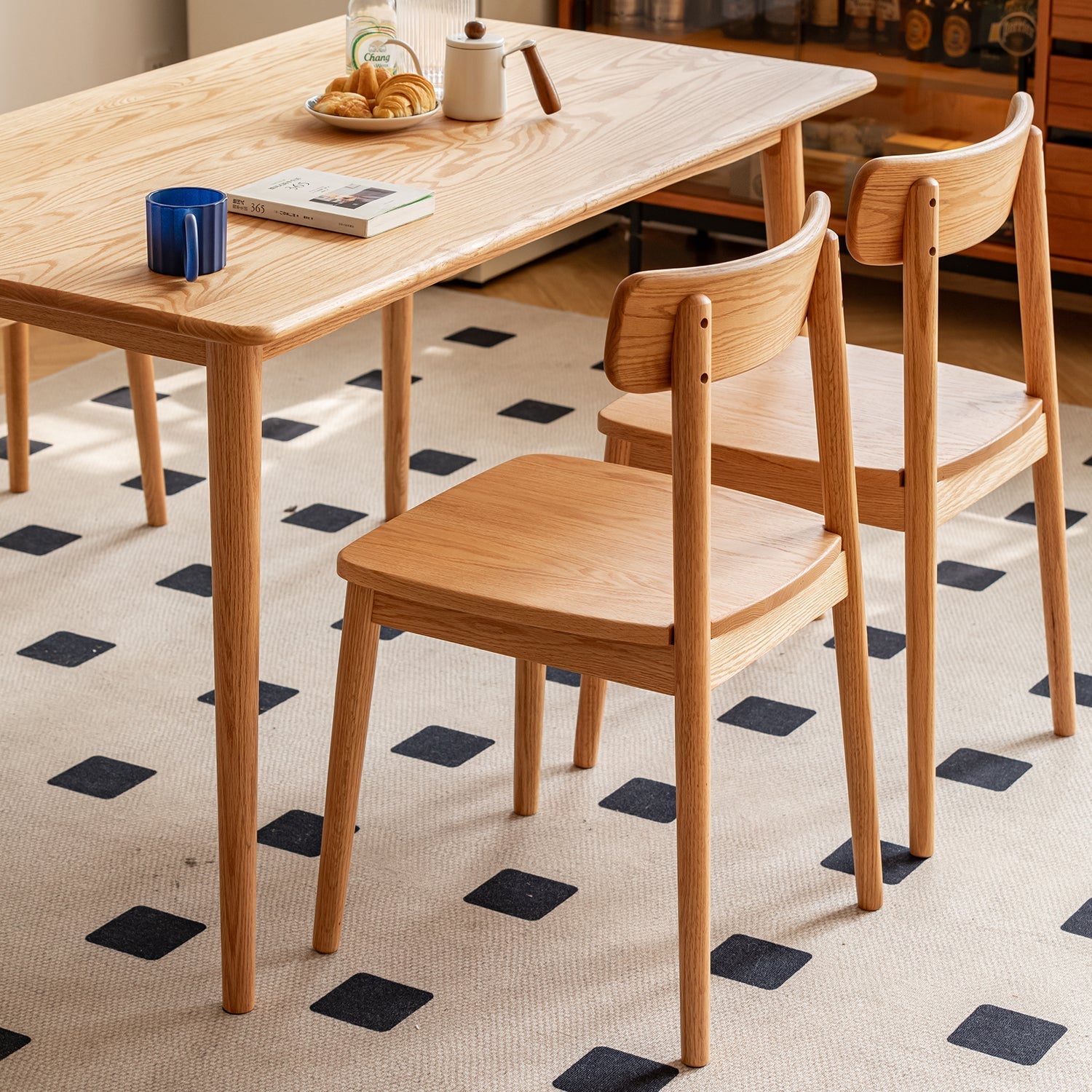 Scandinavian Oak Wood  Dining Chair GREEN