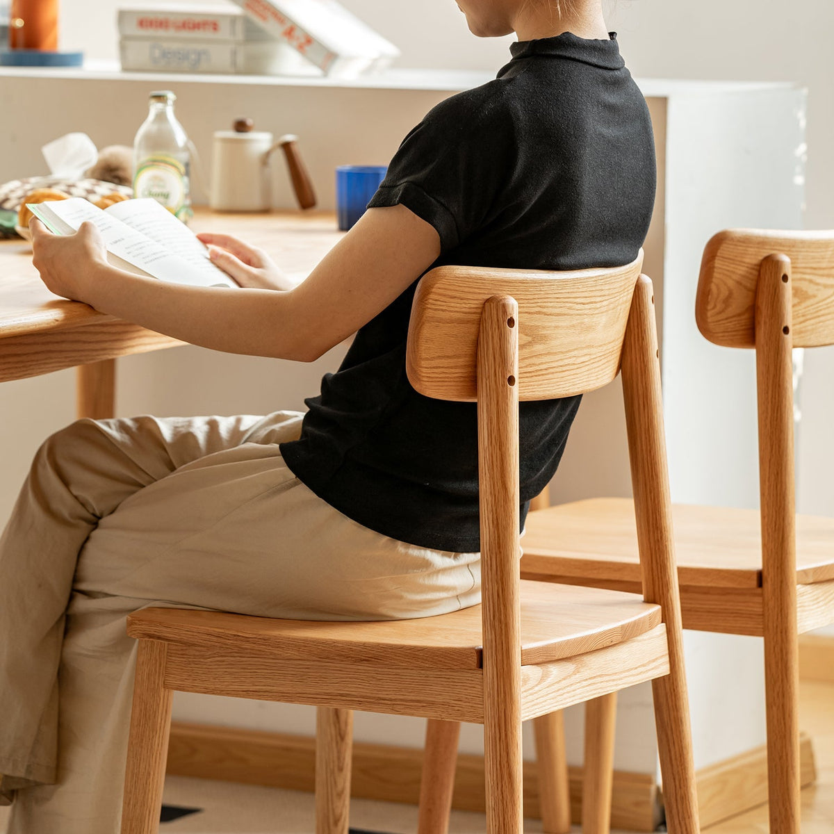 Scandinavian Oak Wood  Dining Chair GREEN