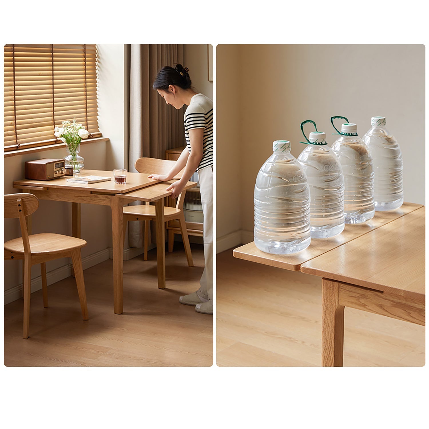 Scandinavian Oak Wood Extendable Dining Table EXTENDRA