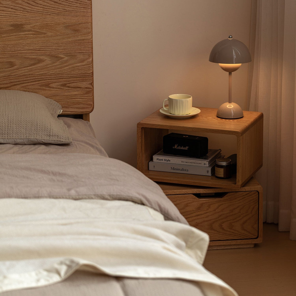 Scandinavian Oak Wood Revolving Side Table TWIST