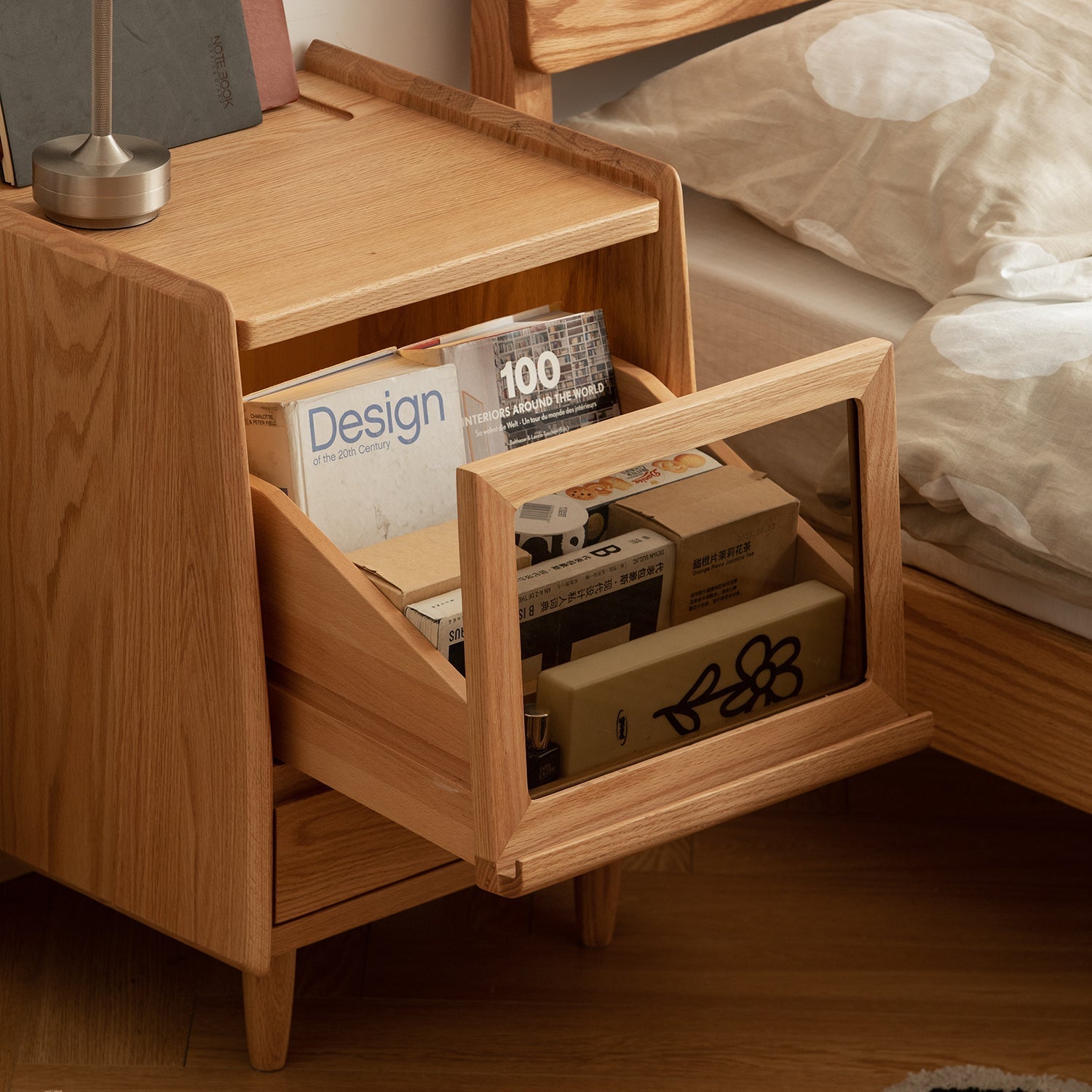 Scandinavian Oak Wood Side Table OXYGEN