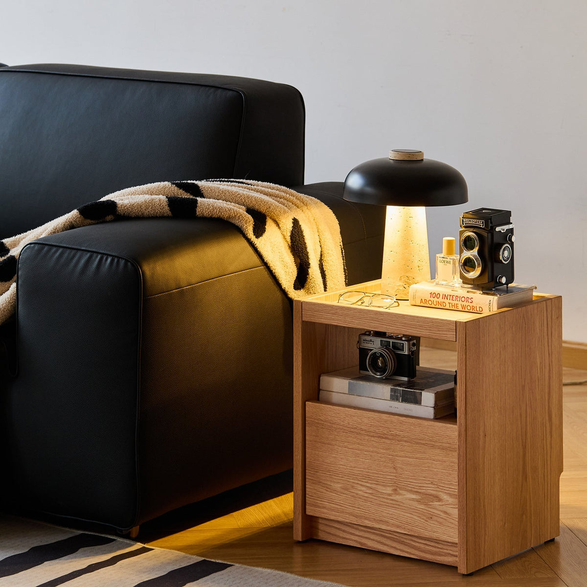Scandinavian Oak Wood Side Table SUGAR