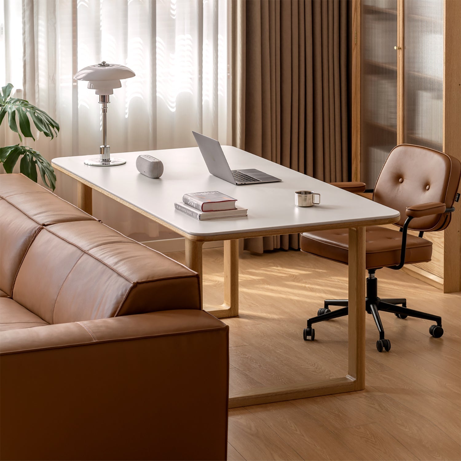 Scandinavian Oak Wood Sintered Stone Dining Table ANCHOR