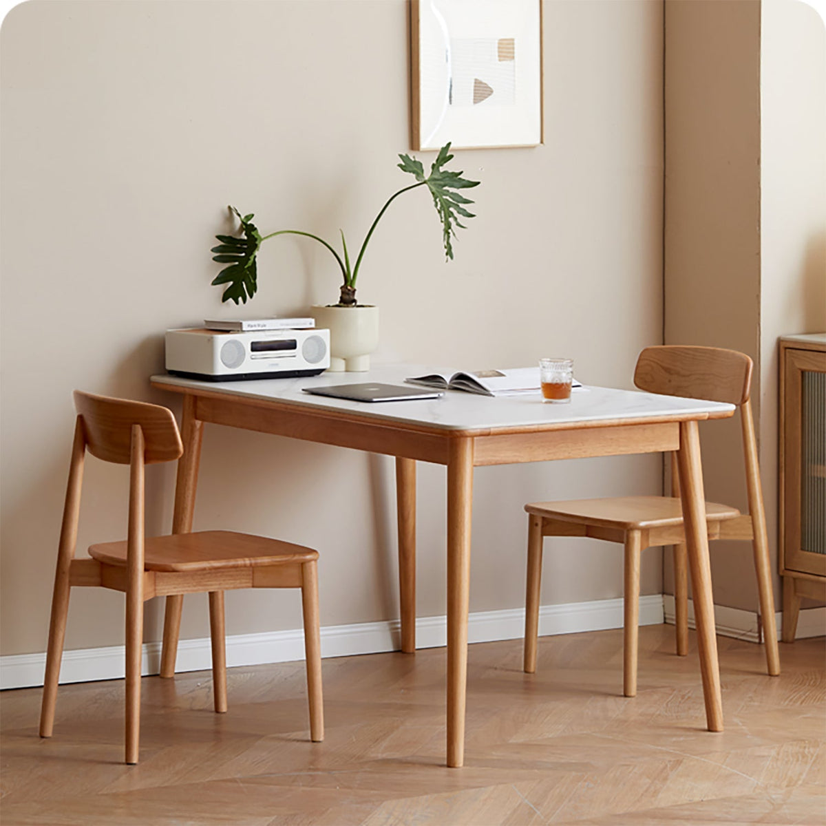 Scandinavian Oak Wood Sintered Stone Dining Table FORME