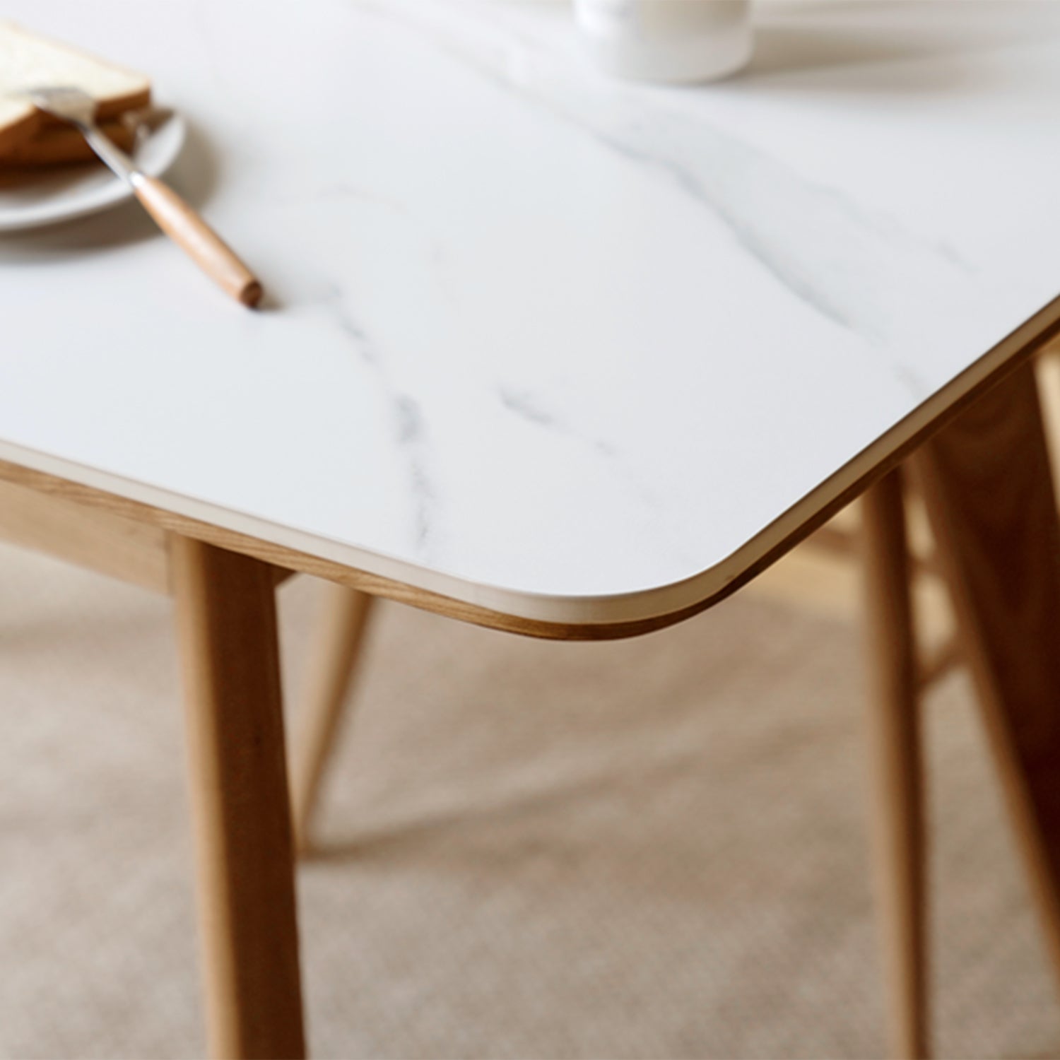 Scandinavian Oak Wood Sintered Stone Extendable Dining Table SHIFT