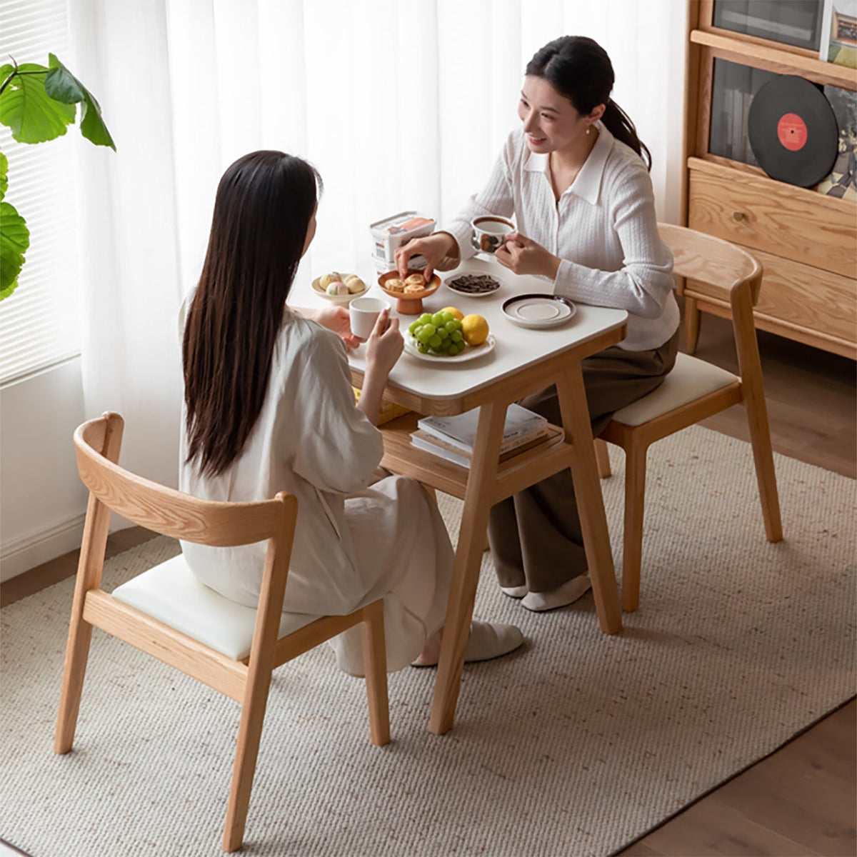 Scandinavian Oak Wood Sintered Stone Stackable Dining Table 3-IN-1 Set NOKI