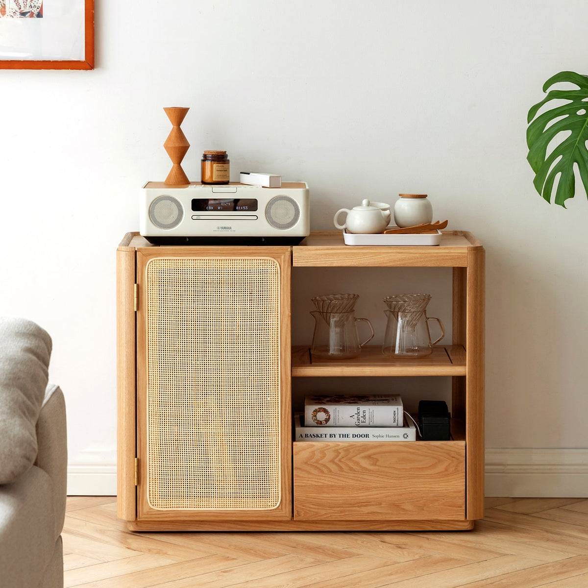 Scandinavian Oak Wood Wheel Tea Side Table VINE