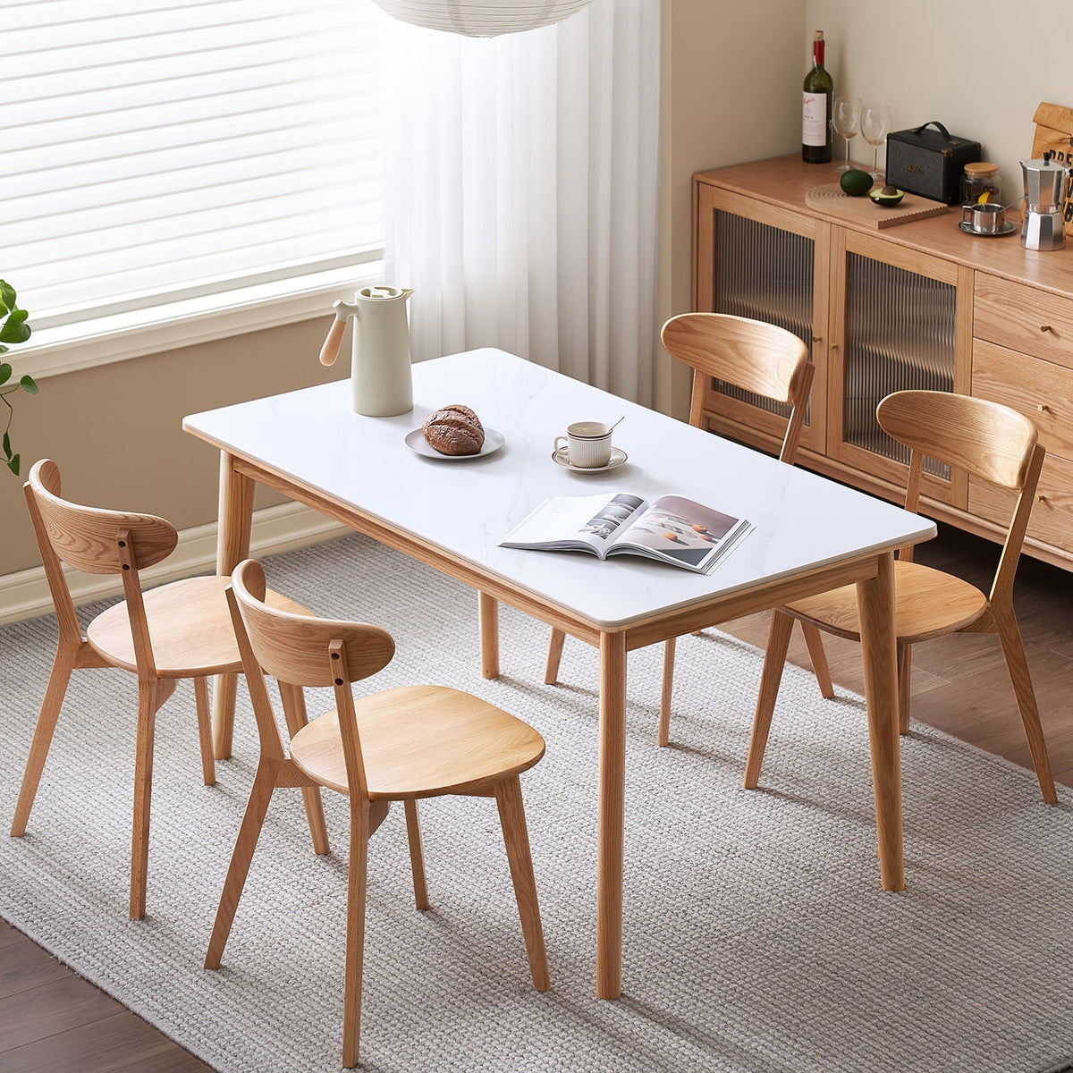 Scandinavian Sintered Stone Oak Wood Dining Table JADEN