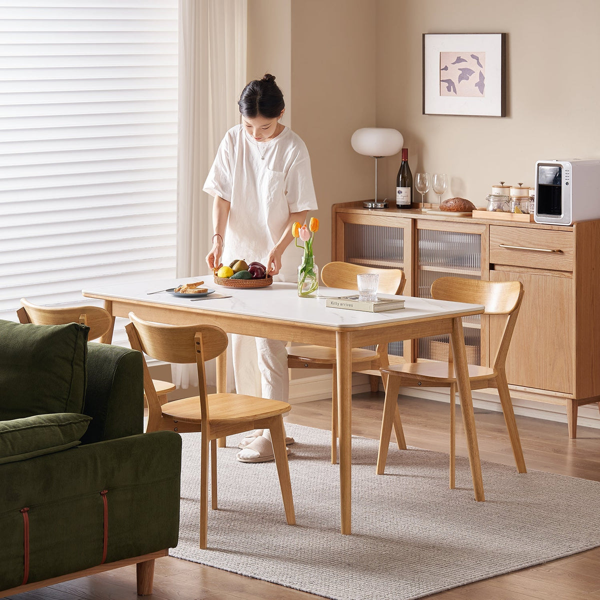 Scandinavian Sintered Stone Rubber Wood Dining Table ROWAN