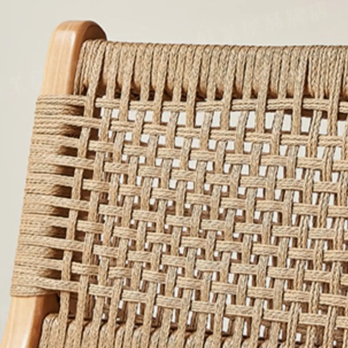 Scandinavian Woven Rope Wood Bar Stool with Low Back