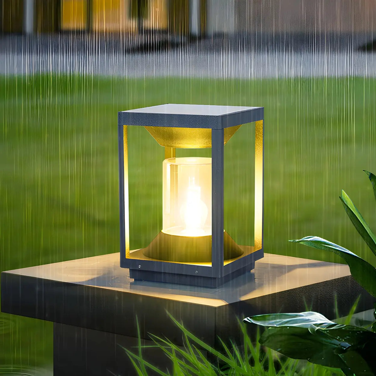 Simple Square Solar Outdoor Pathway Table Lamp Pillar Light