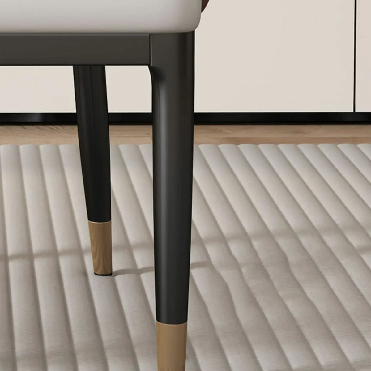 Sloped Arm Upholstered Dining Chair with Black Metal Legs