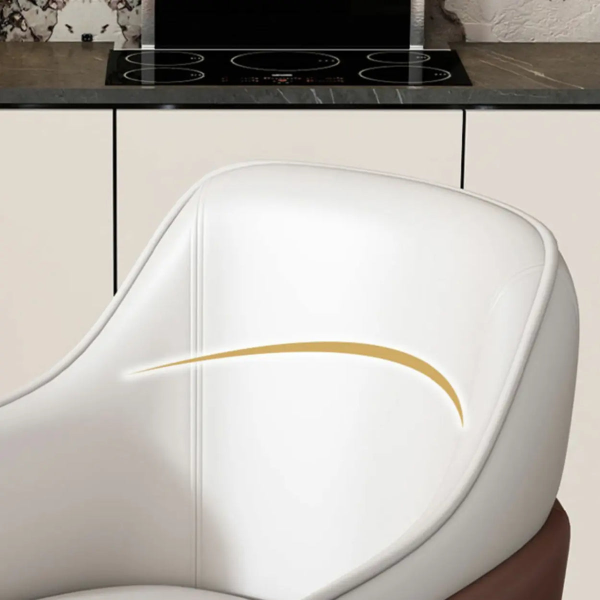 Sloped Arm Upholstered Dining Chair with Black Metal Legs