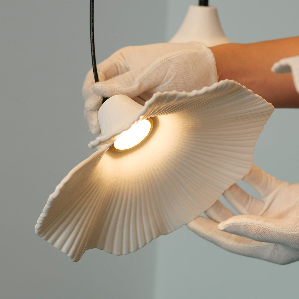 Sculptural Porcelain Ginkgo Leaf Wabi-sabi Pendant Light Chandelier
