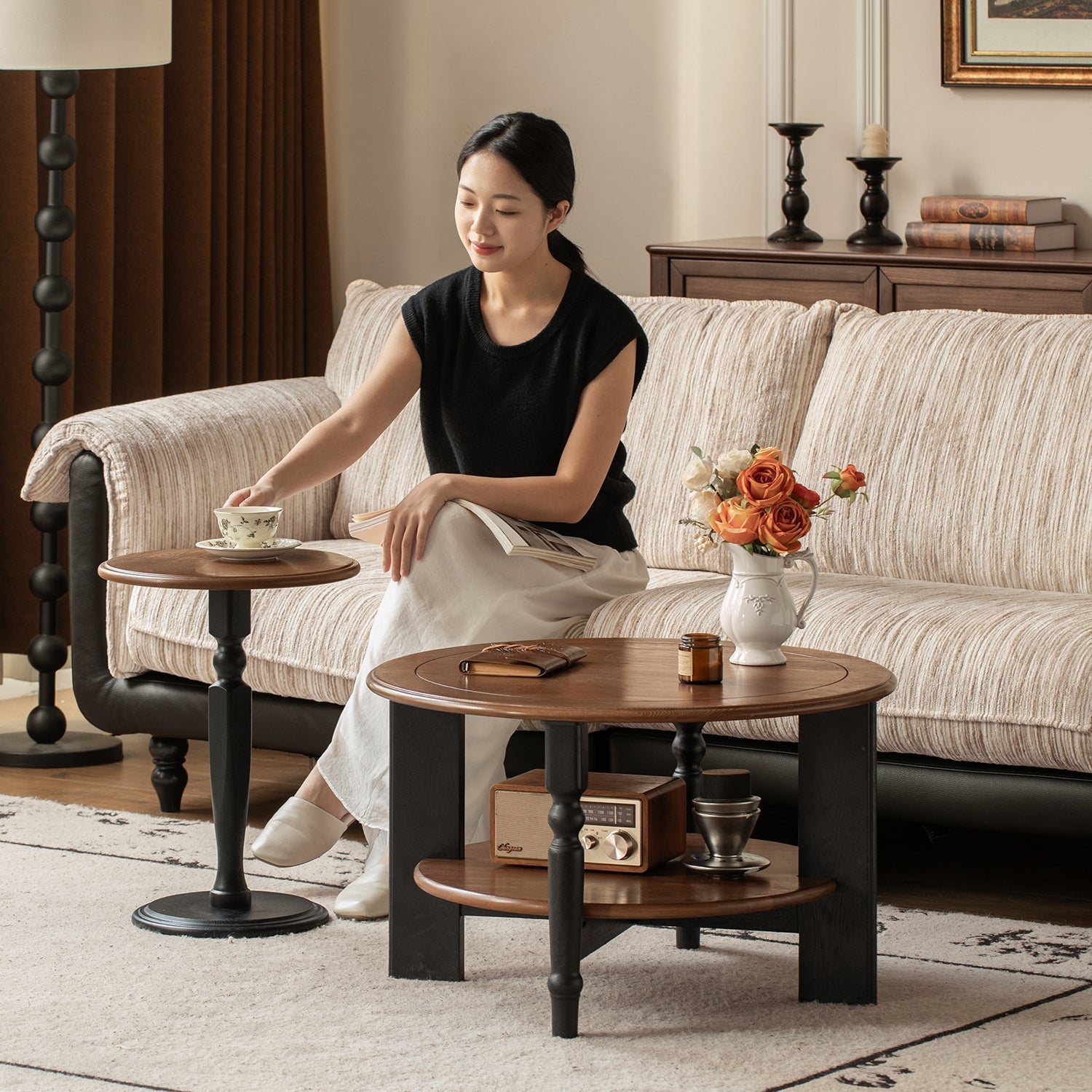 Japandi Ash Wood Coffee Table Set MONA