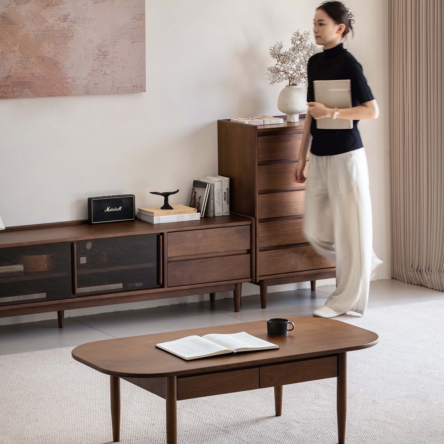 Vintage Walnut Wood Coffee Table VISTA