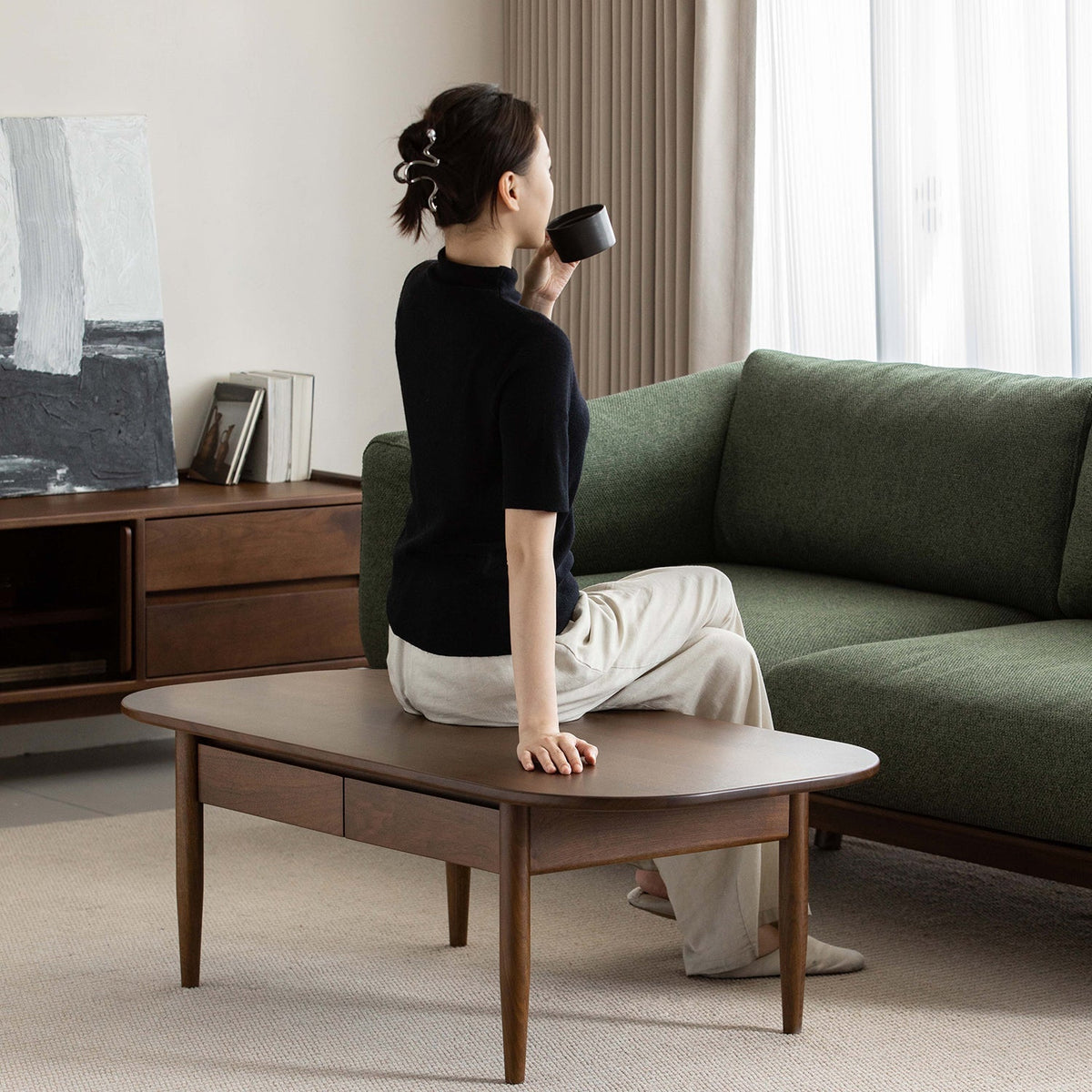 Vintage Walnut Wood Coffee Table VISTA
