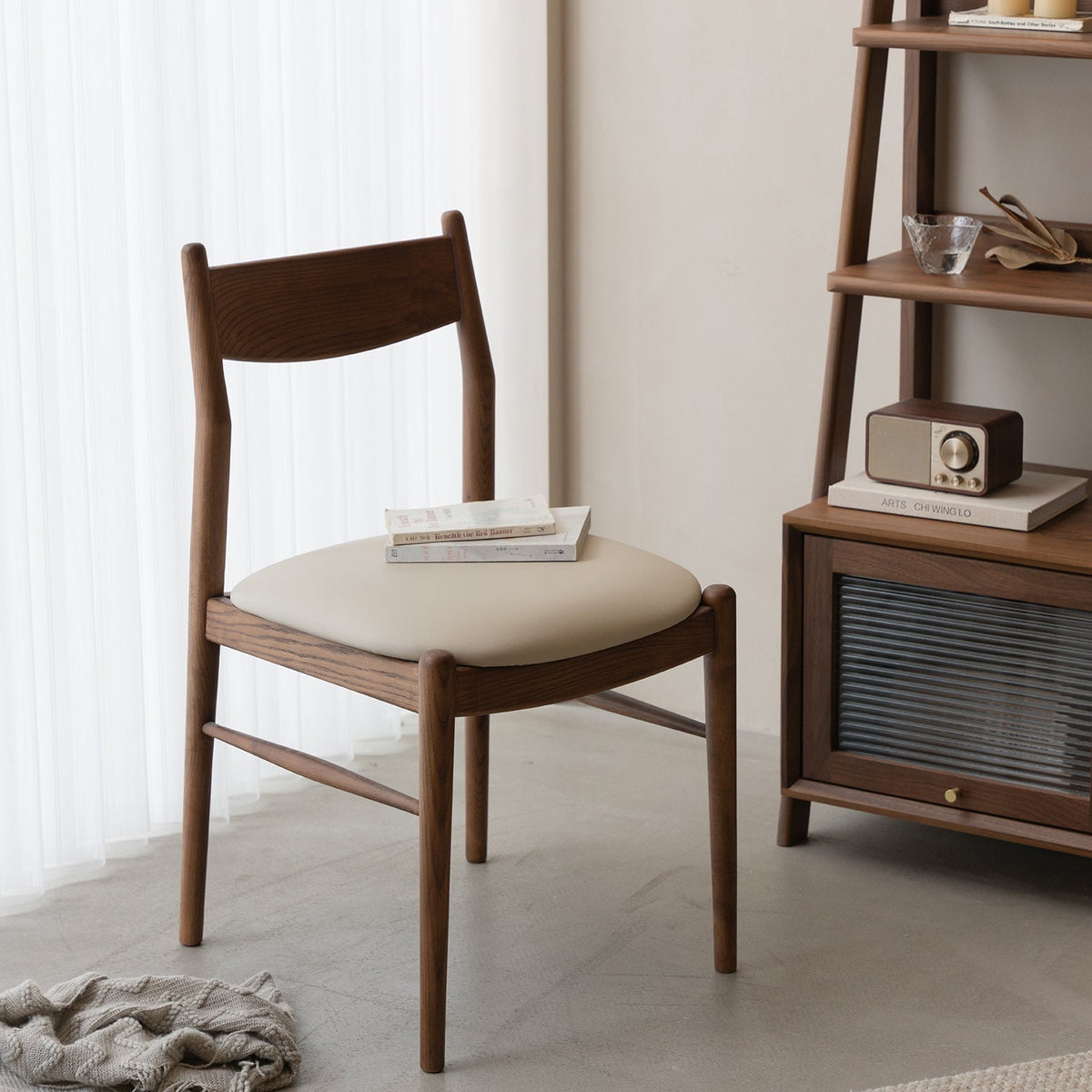 Japandi Walnut Wood Dining Chair PUREA