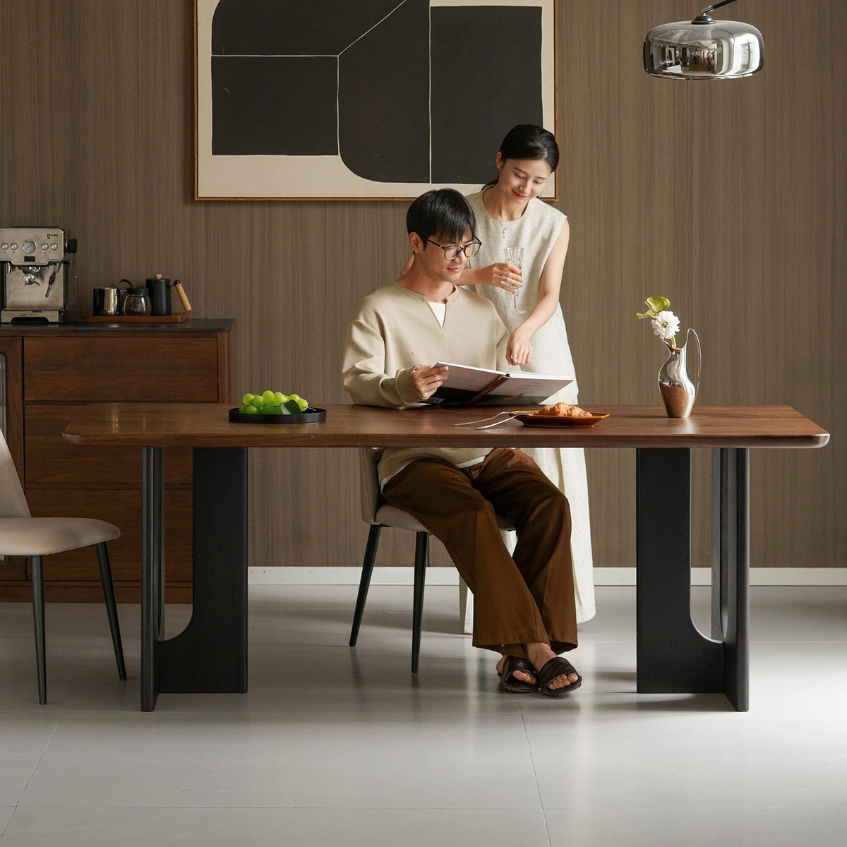 Japandi Walnut Wood Dining Table SAVOR