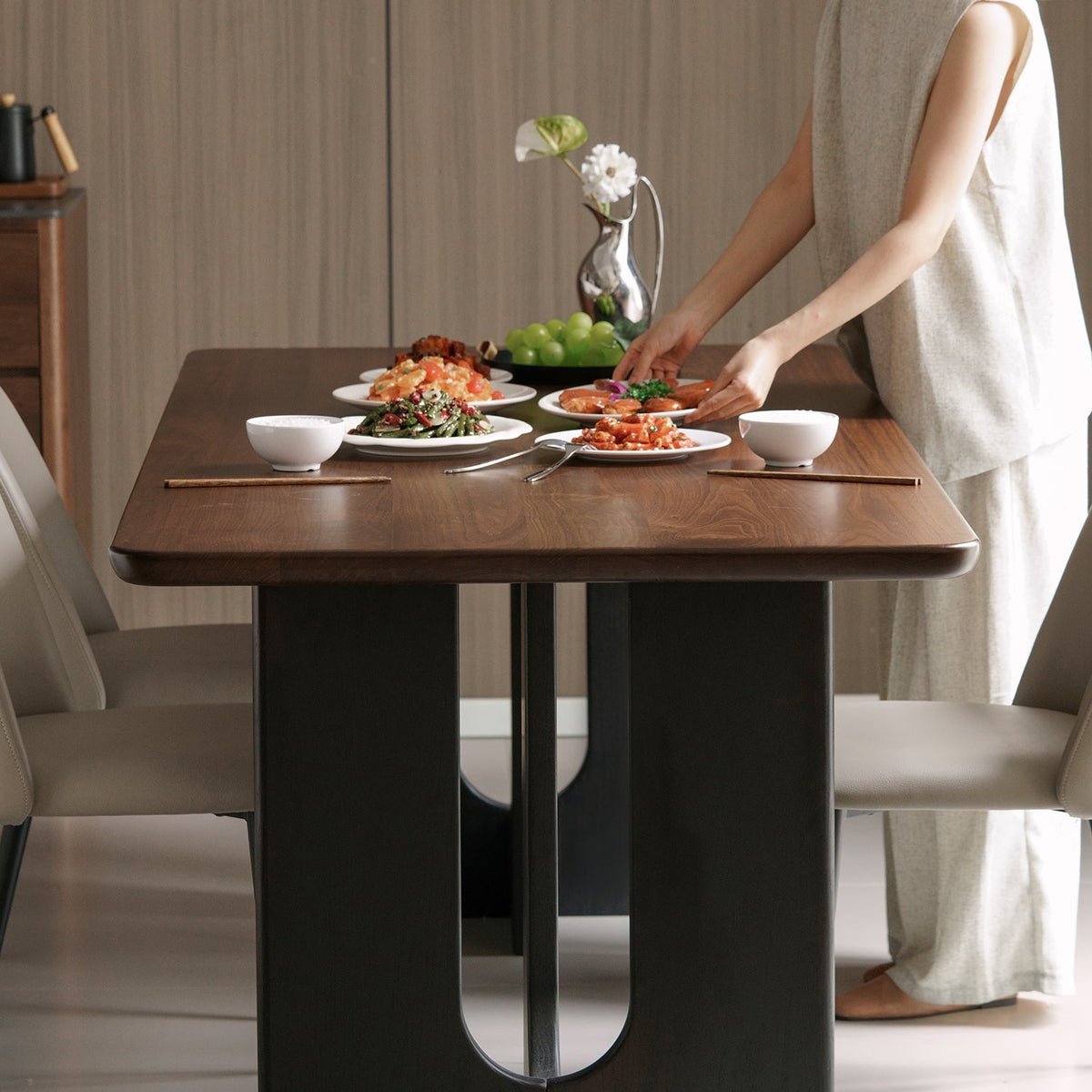 Japandi Walnut Wood Dining Table SAVOR