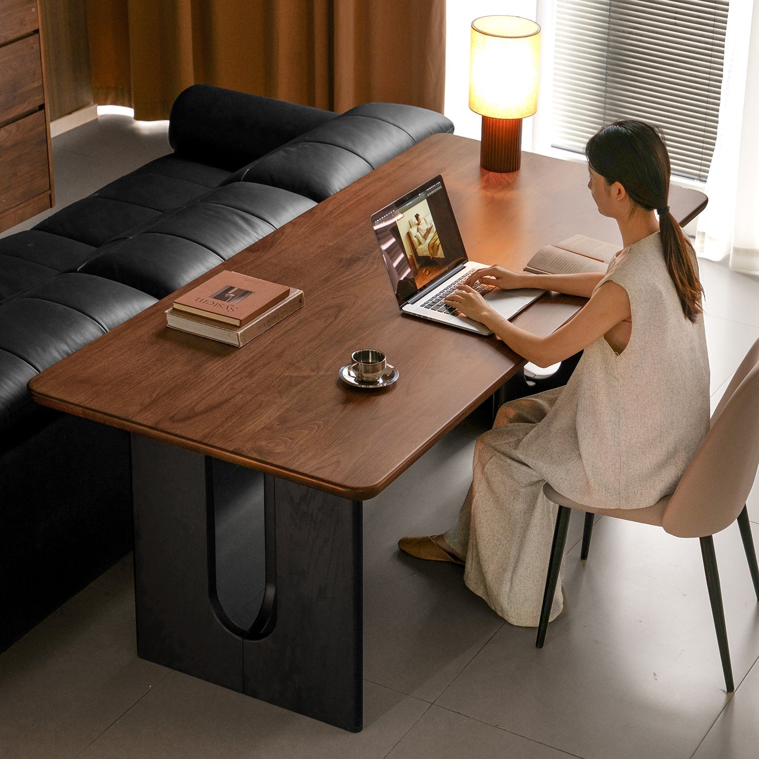 Japandi Walnut Wood Dining Table SAVOR